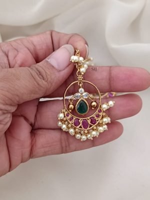 Pearl Stone Chand Bali Hook Earrings ARJIE02567