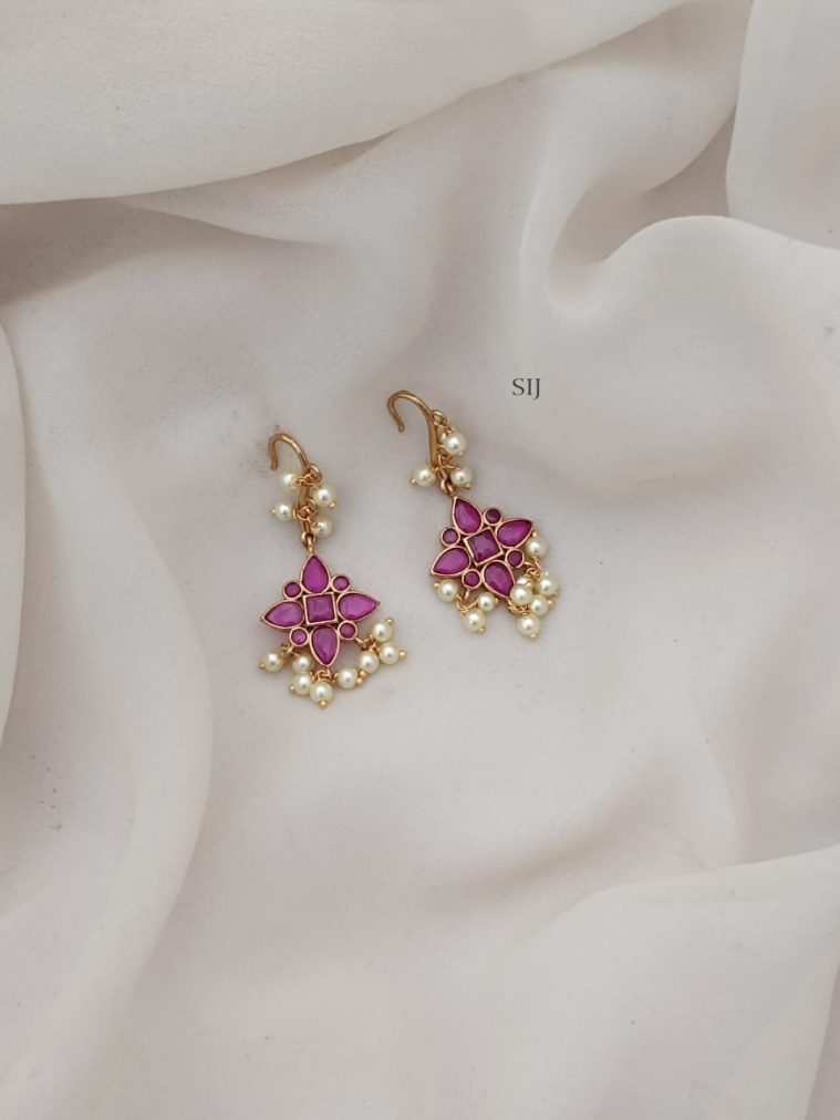 Pearl Ruby Hook Earrings ARJIE02569