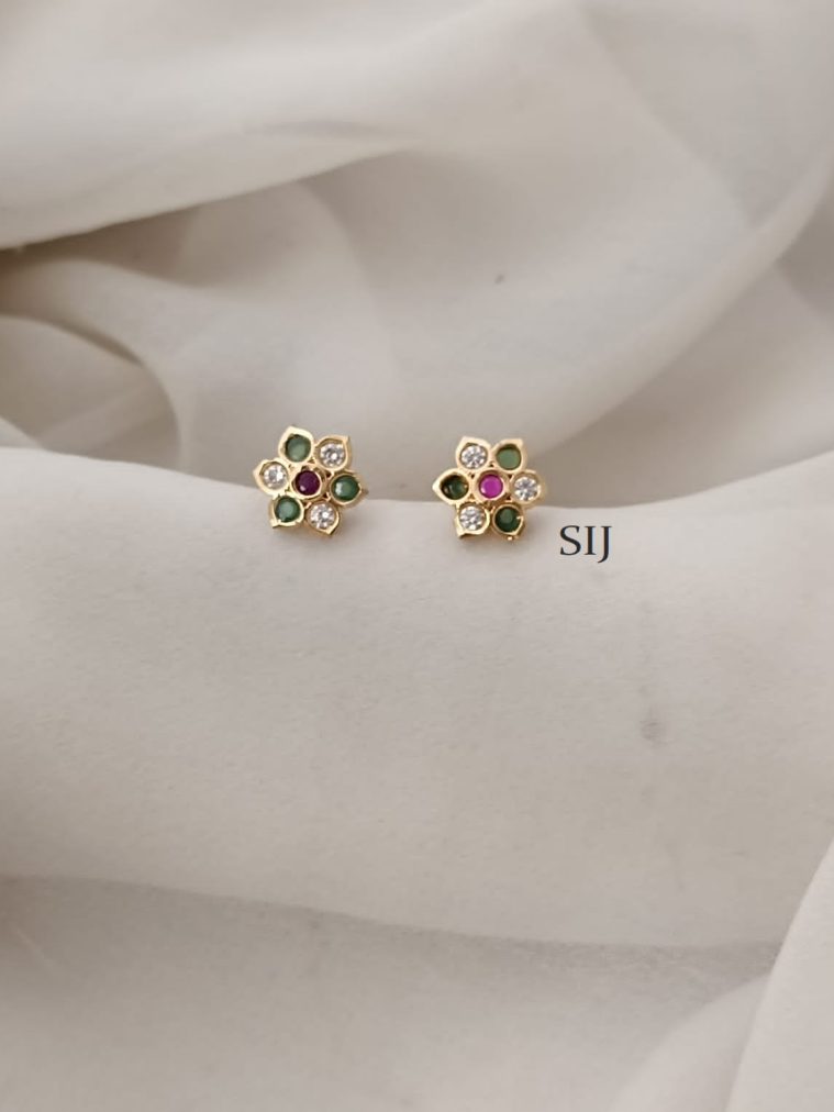 6 Stone Screw Back Stud Earrings ARJIE02578