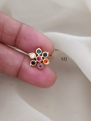 Navaratna Stone Screw Back Stud Earrings ARJIE02583