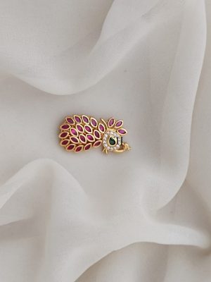 Peacock Stone Saree Pin (Saree Brooch) ARJIS02606