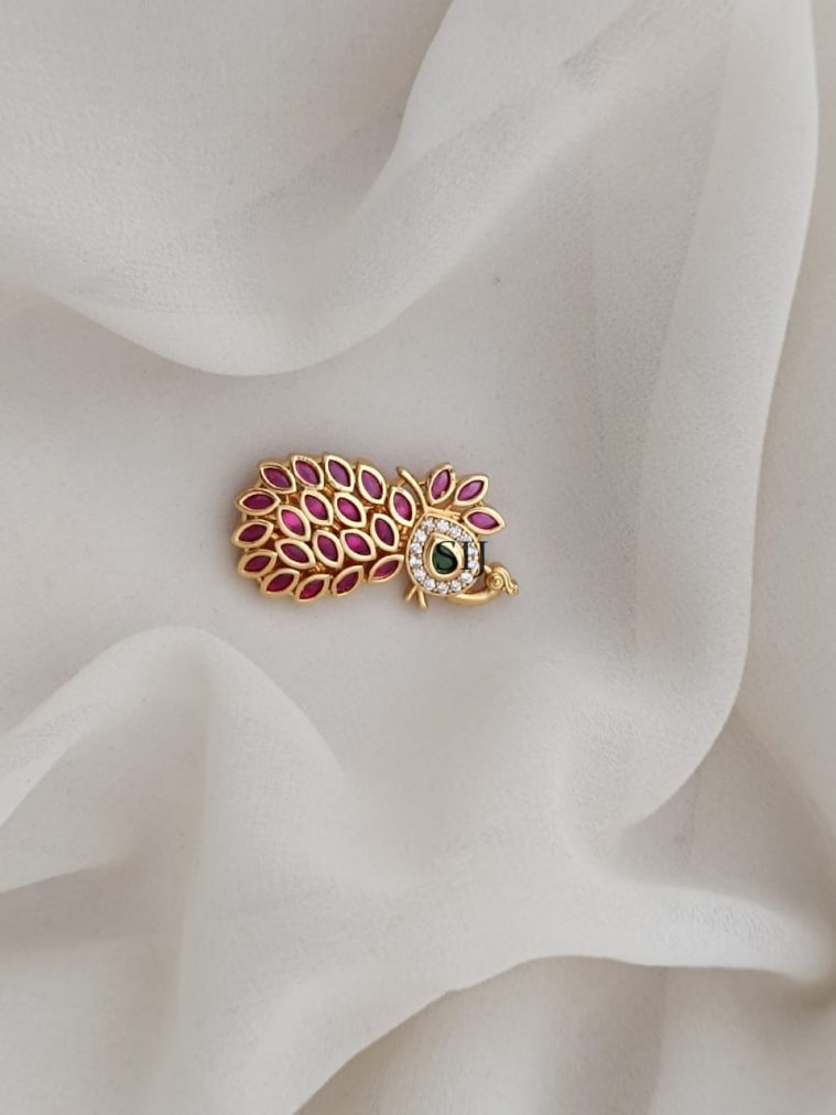 Peacock Stone Saree Pin (Saree Brooch) ARJIS02606