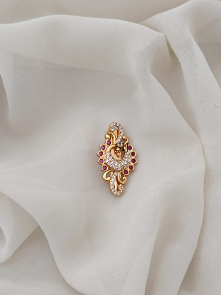 Peacock Stone Saree Pin (Saree Brooch) ARJIS02609