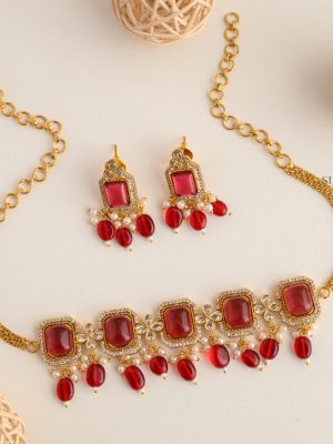 Maroon Stones Choker AJPIC03160