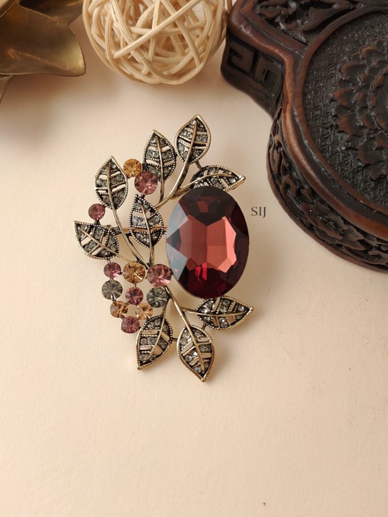Crystal Saree Brooch AJPIS03192