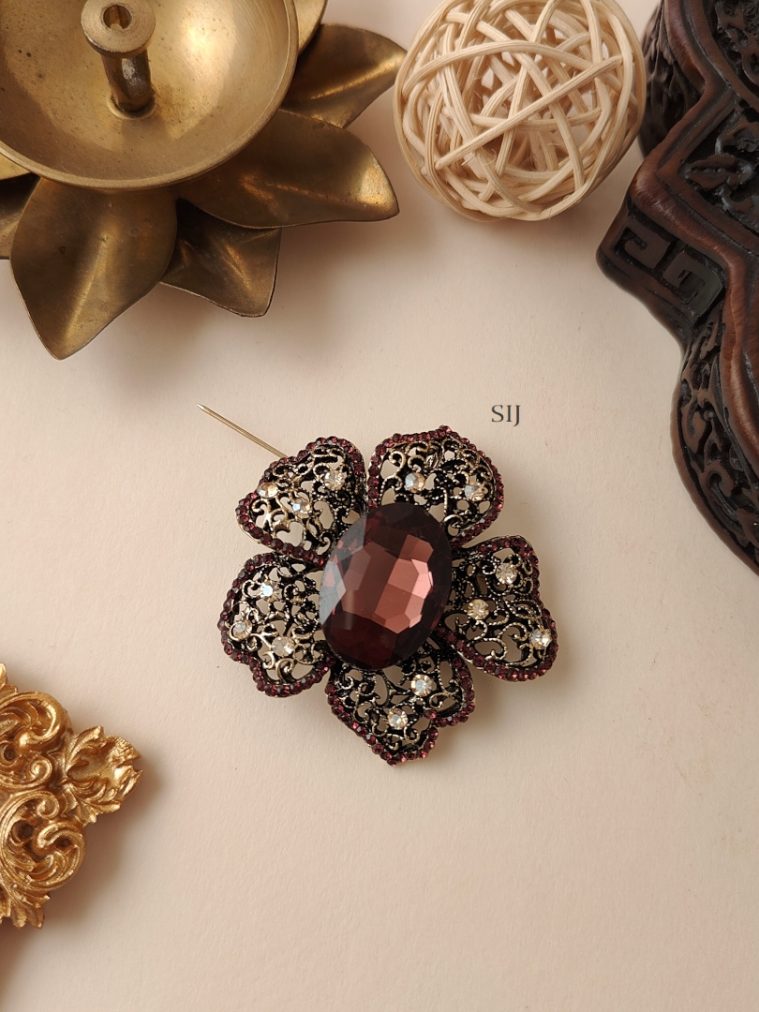 Crystal Saree Brooch AJPIS03199
