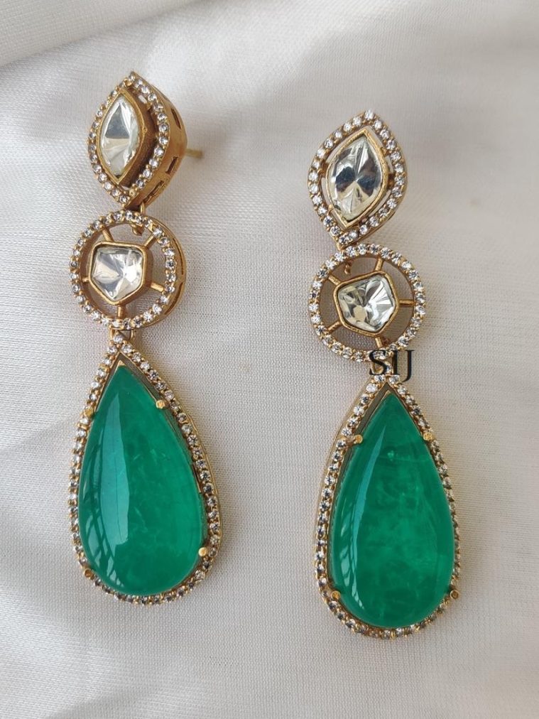 Polki Stone Earrings AKSIE00004