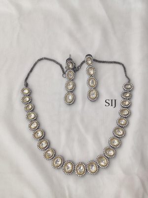Black Polish Stone Necklace AKSIN00008
