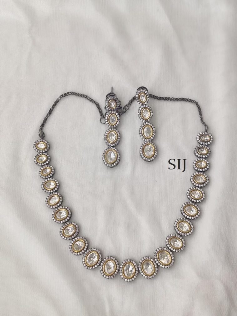Black Polish Stone Necklace AKSIN00008