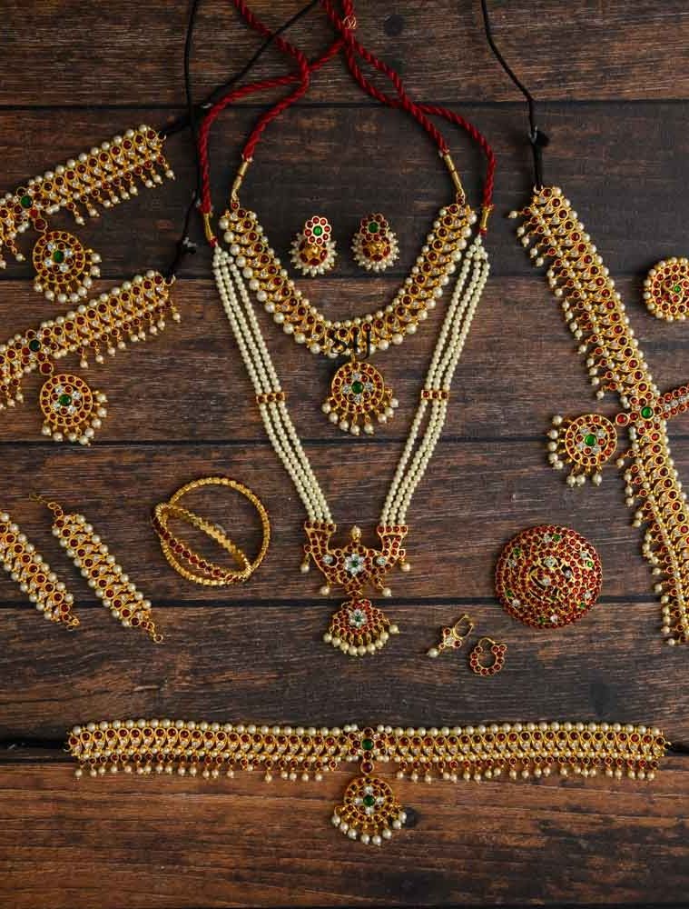 Baratanatyam Kemp Jewellery Set(Kids) - AADIJS01331
