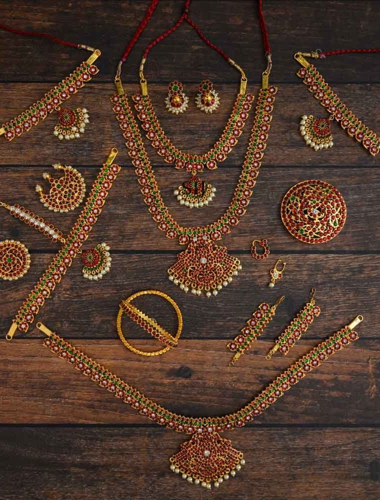 Baratanatyam Kemp Jewellery Set(Kids) - AADIJS01333