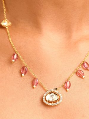 Beads and Polki Pendant Chain ABDIPC02062
