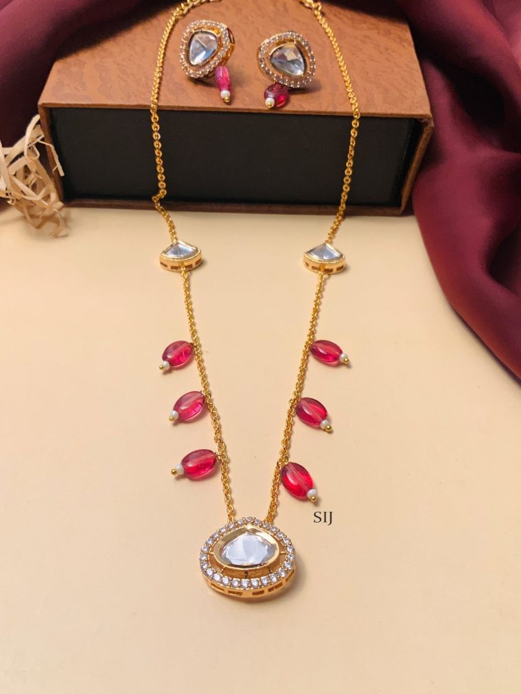 Beads and Polki Pendant Chain ABDIPC02062