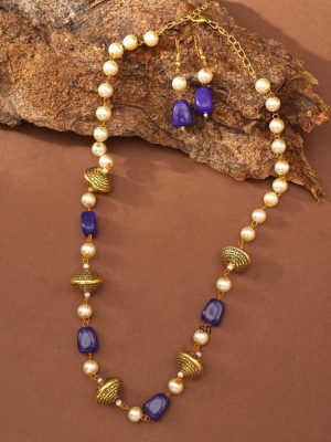 Blue Jaipuri Stone Pearl Chain ABDIPC02065
