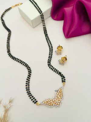 Butterfly Pendant Black Beaded Mangalsutra ABDIMG02068
