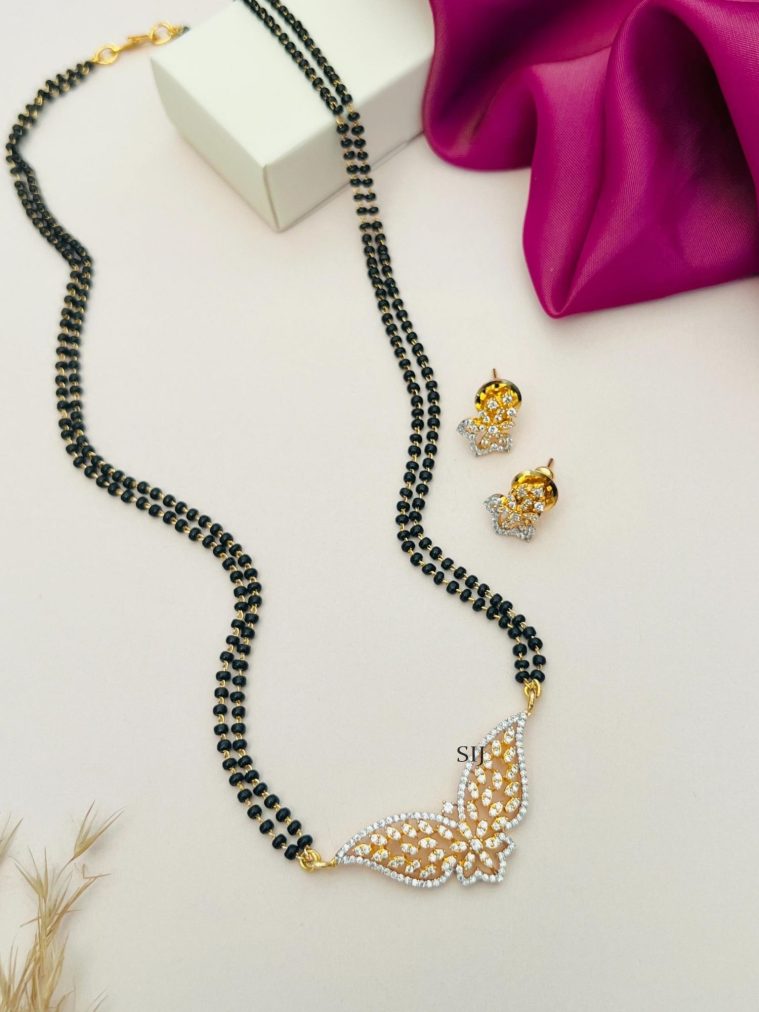 Butterfly Pendant Black Beaded Mangalsutra ABDIMG02068
