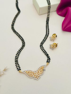 Butterfly Pendant Black Beaded Mangalsutra ABDIMG02068