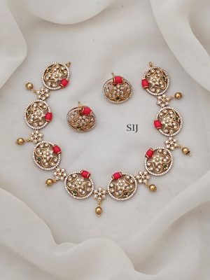Coral White Stone Necklace ARJIN02600