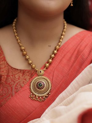 Gold Beaded Haram(Gundlamala) VARIL01106