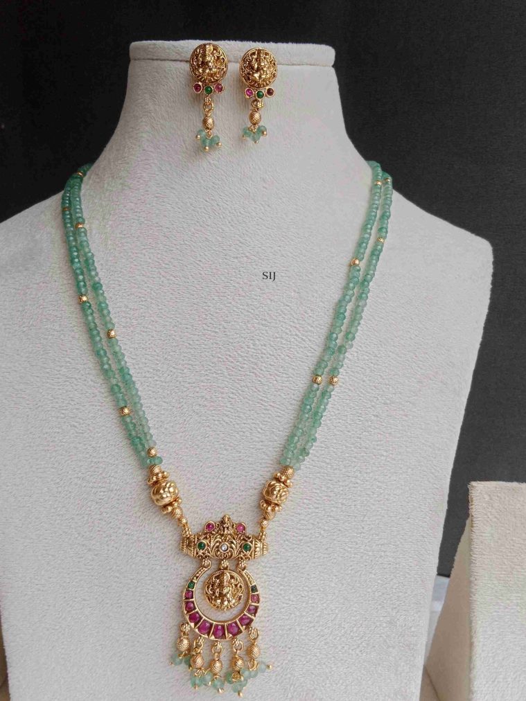 Green Beaded Lakshmi Haram SPAIL02418