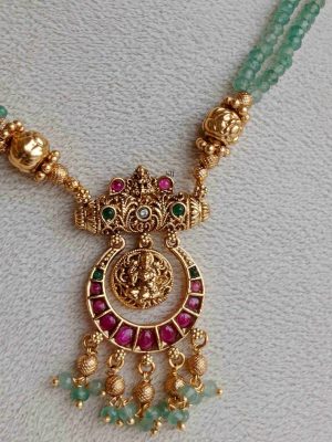 Green Beaded Lakshmi Haram SPAIL02418