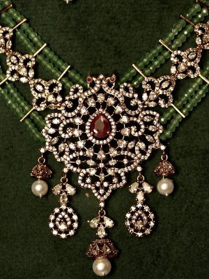 Green Beaded Mala Necklace ACCIN02270
