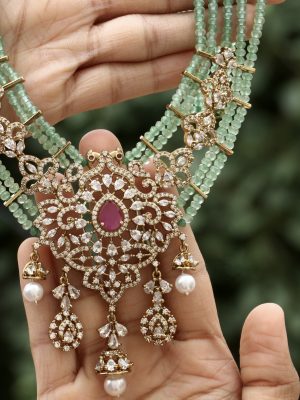 Green Beaded Mala Necklace ACCIN02270