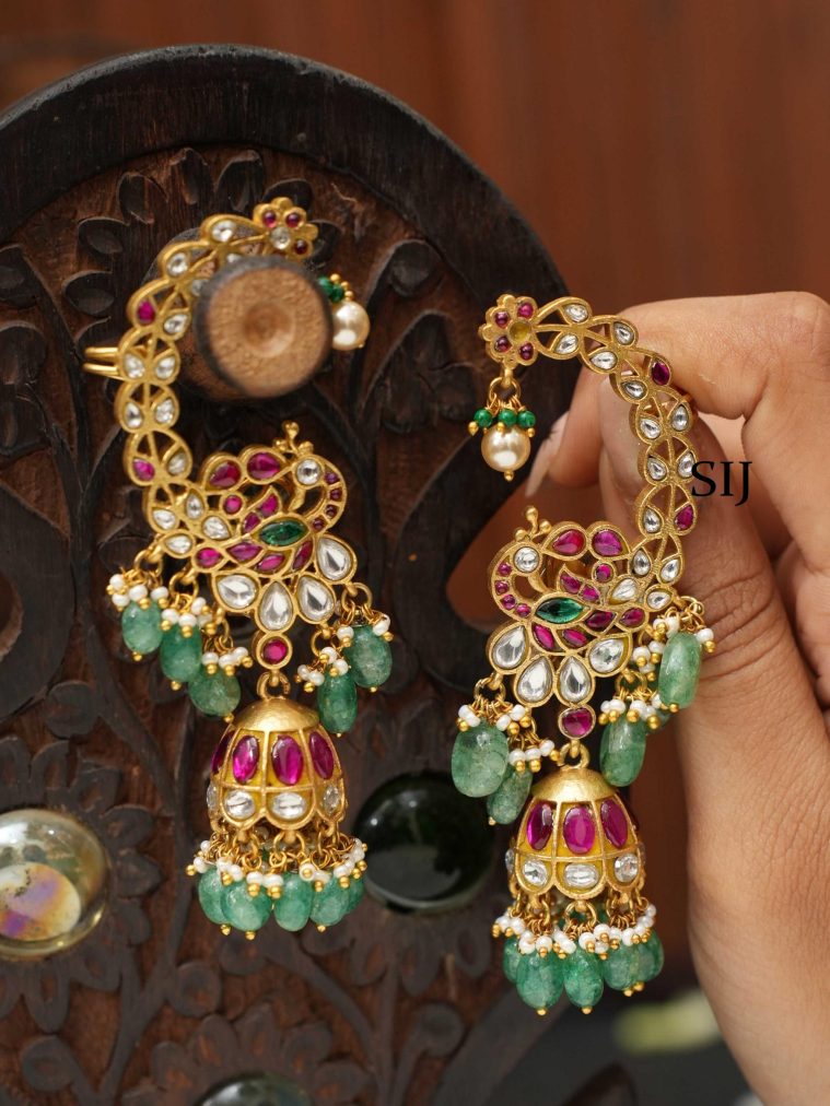 Polki Stone Earcuff Jhumkas RIMIE01445