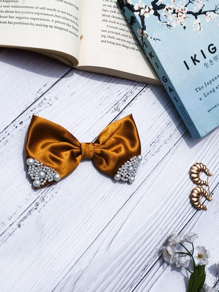 Orange Pearl Hair Bow LOCIHA00032