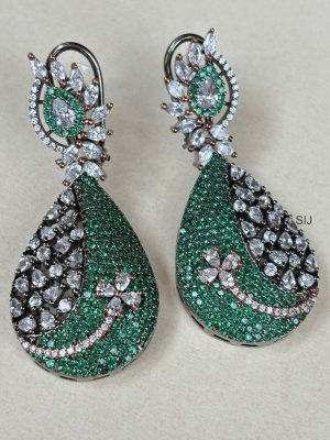 Rose Black Finish Emerald Earrings SPAIE02448