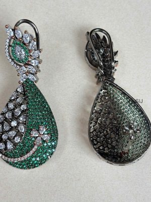 Rose Black Finish Emerald Earrings SPAIE02448