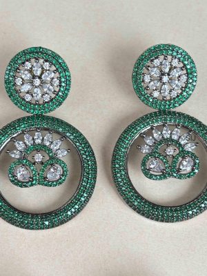Rose Black Finish Stone Earrings SPAIE02449