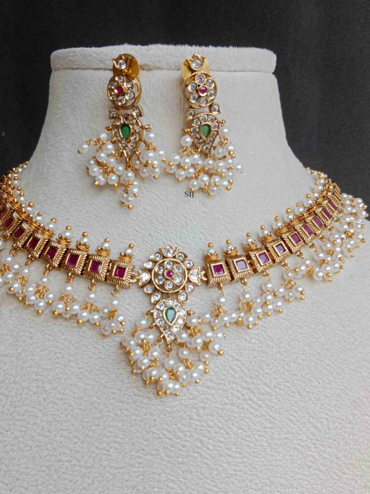 Green Beaded Lakshmi Haram