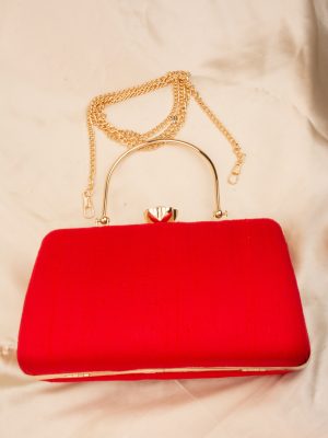 Tanjore Painted Red Silk Clutch ALAIO00020
