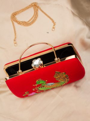Tanjore Painted Red Silk Clutch ALAIO00020