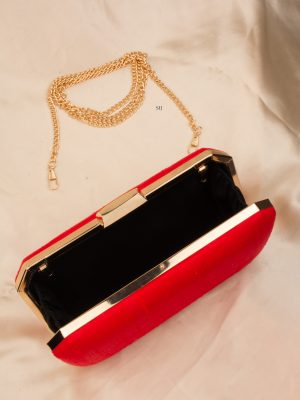 Tanjore Painted Red Silk Clutch ALAIO00019