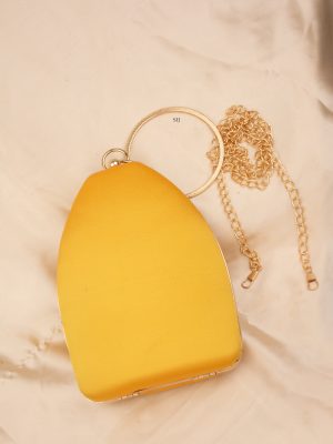 Tanjore Painted Yellow Silk Clutch Bag ALAIO00017