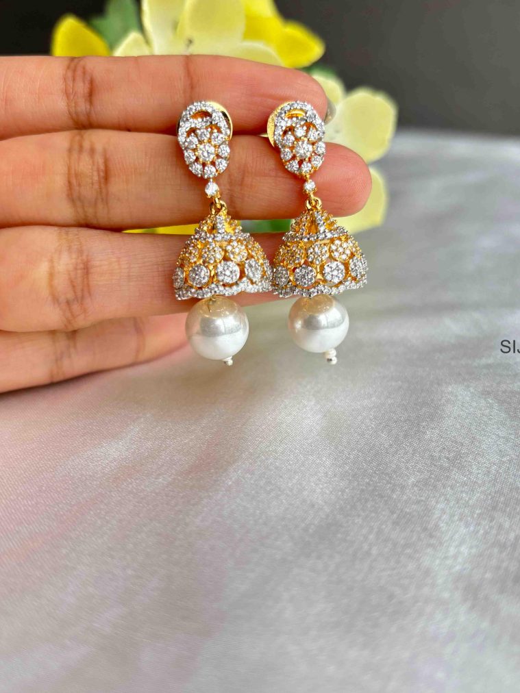 White Stone Jhumkas SPAIE02446