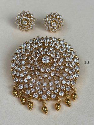 White Stone Pendant Set SPAIPC02454