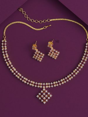 White Stone Necklace AADIN01335