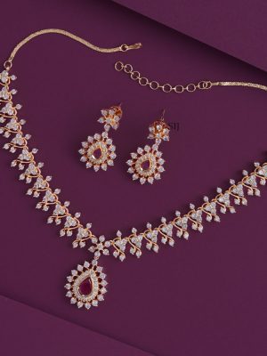 Ruby White Stone Necklace AADIN01336