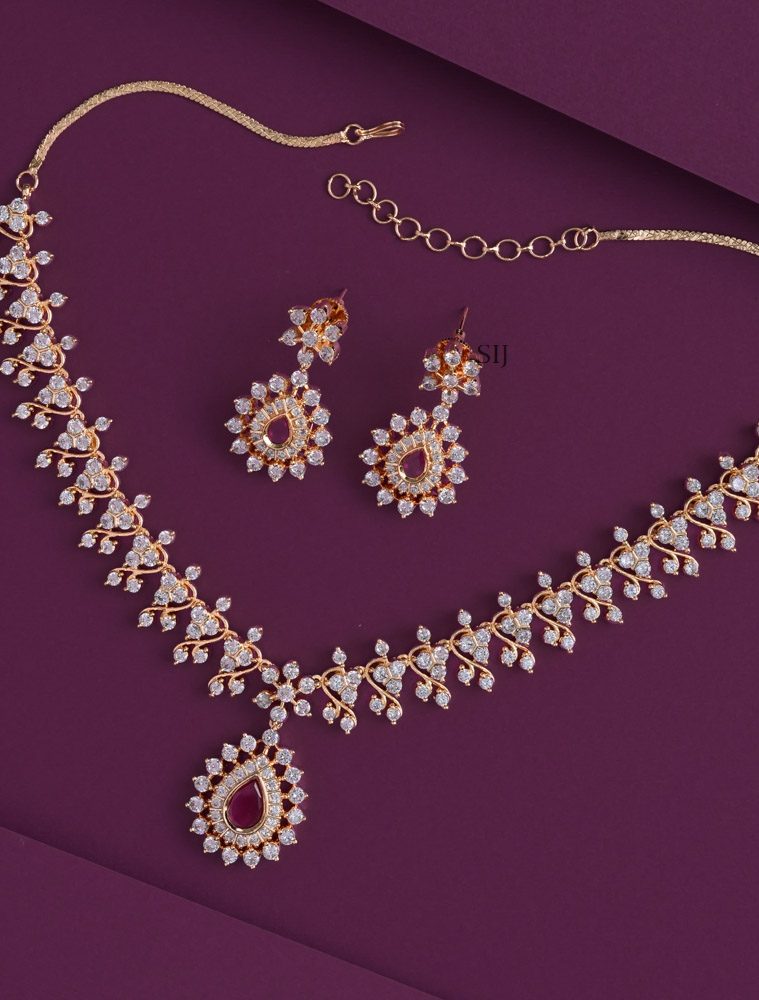 Ruby White Stone Necklace AADIN01336
