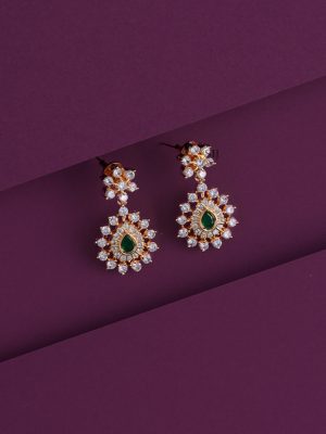 Green White Stone Necklace AADIN01337