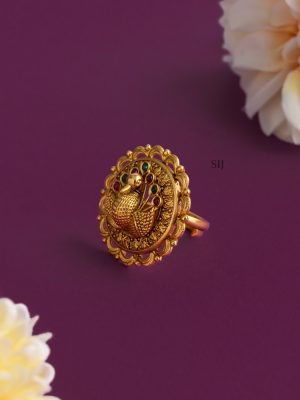Antique Peacock Adjustable Finger Ring AADIF01418