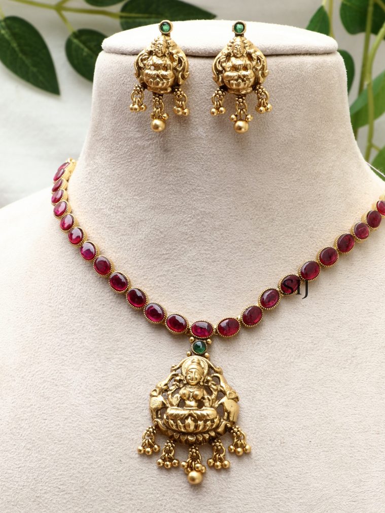 Ruby Bharatanatyam Necklace ACCIN02305