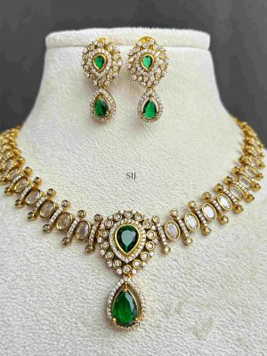 Emerald White Stone Necklace SPAIN02471