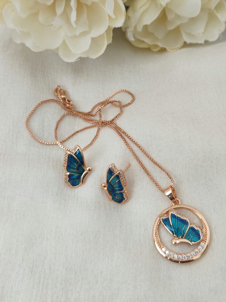 Enamel Pendant Rose Gold Chain DHEIPC02515