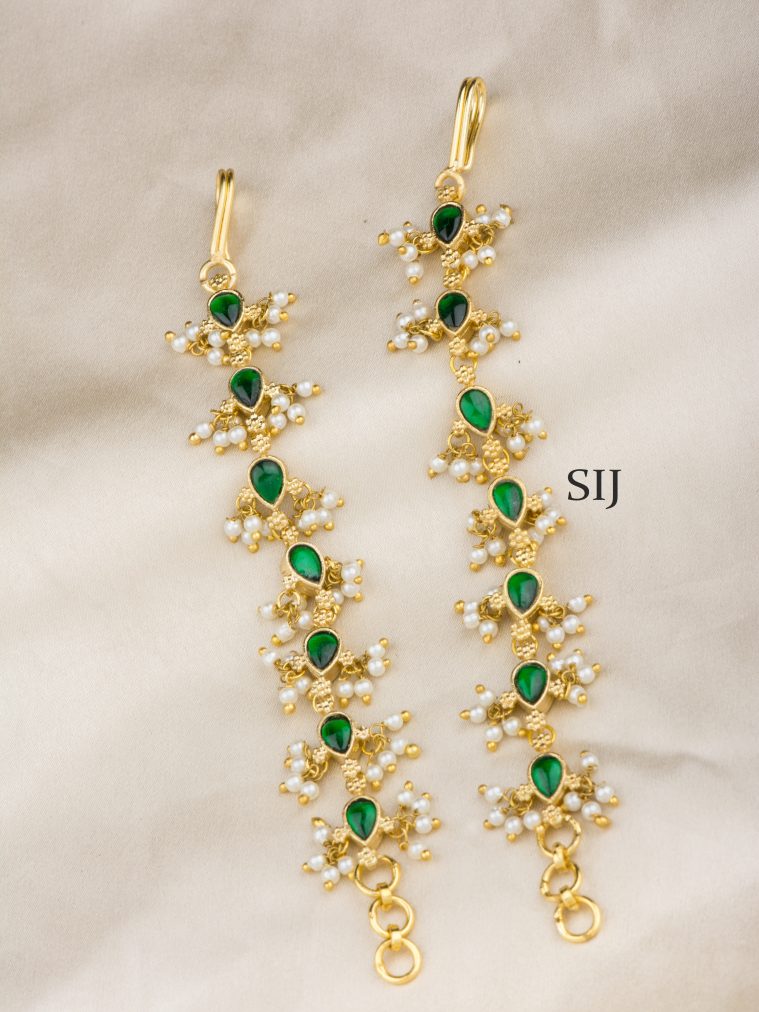 Emerald Pearl Ear Chains ALAIMT00029