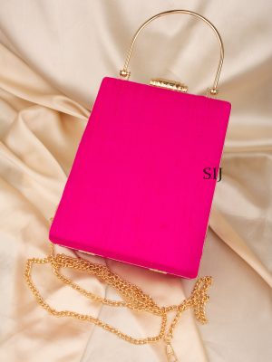 Tanjore Painted Pink Silk Clutch Bag ALAIO00031