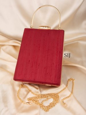 Tanjore Painted Maroon Silk Clutch Bag ALAIO00033